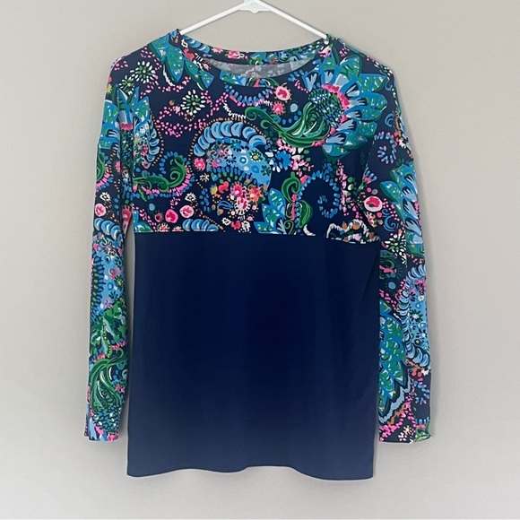 Lilly Pulitzer Finn Top Long Sleeve Multi Take Me To The Sea Size XS - Picture 1 of 8